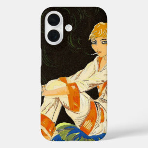 Vintage Art Deco Woman, Smoking by S. Chompre iPhone 16 Case
