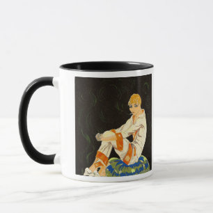 Vintage Art Deco Woman, Smoking by S. Chompre Mug