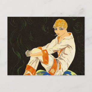 Vintage Art Deco Woman, Smoking by S. Chompre Postcard