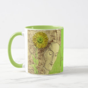 Vintage Art Deco Woman with Chrysanthemum Name Mug