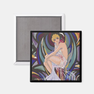 Vintage Art Deco Woman with Drapes by S. Chompre Magnet