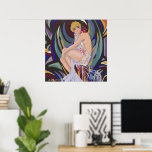Vintage Art Deco Woman with Drapes by S. Chompre Poster<br><div class="desc">Vintage illustration art deco daily life image featuring an elegant woman wearing a flapper dress is sitting on a couch surrounded by curtains. Woman with Drapes by S. Chompre. "Femmes Modernes, 1926" by S. Chompré is a series of illustrations with contemporary women from the 1920s by Samuel Chompré. The title...</div>