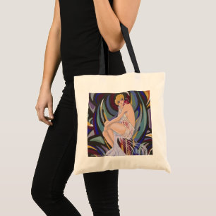 Vintage Art Deco Woman with Drapes by S. Chompre Tote Bag