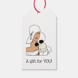 Vintage Art Deco Woman with Flowers Wearing Hat C Gift Tags