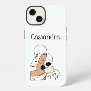 Vintage Art Deco Woman with Flowers Wearing Hat C iPhone Case