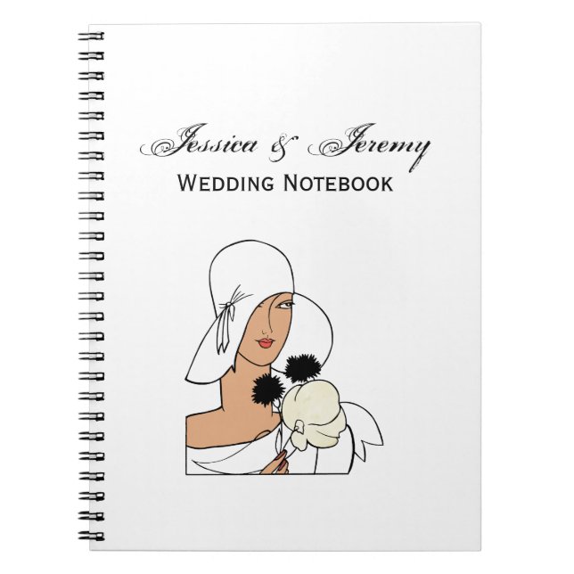 Vintage Art Deco Woman with Flowers Wearing Hat C Notebook (Front)