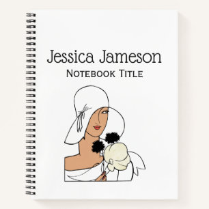 Vintage Art Deco Woman with Flowers Wearing Hat C Notebook