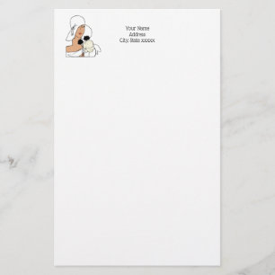 Vintage Art Deco Woman with Flowers Wearing Hat C Stationery