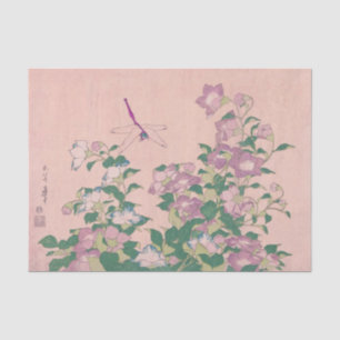 Vintage Art Dragonfly and Flowers Painting Tissue Paper