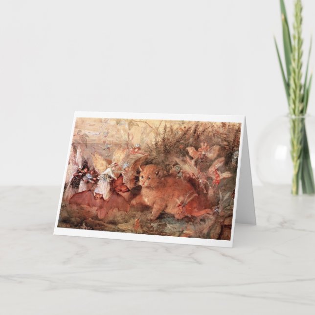 Vintage Art - Fairies and a Cat, Card (Front)