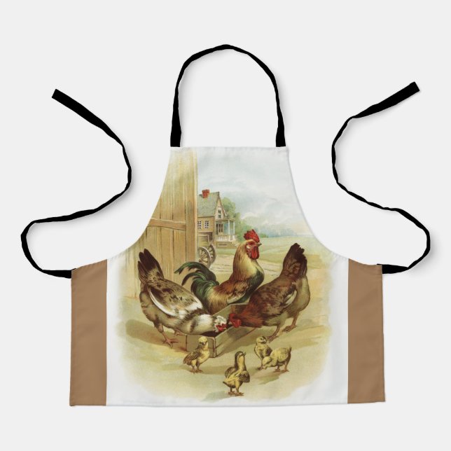 Vintage Art Farm Chickens Apron (Front)
