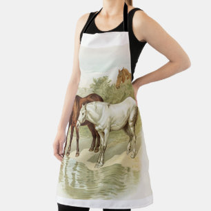 Vintage Art Farm Horses Apron