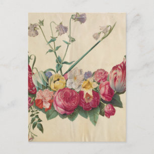 Vintage Art Floral Wreath Postcard
