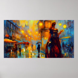 Vintage art France with woman old  Poster