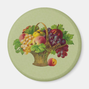 Vintage Art Fruit Basket Magnet
