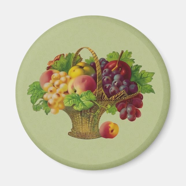 Vintage Art Fruit Basket Magnet (Front)