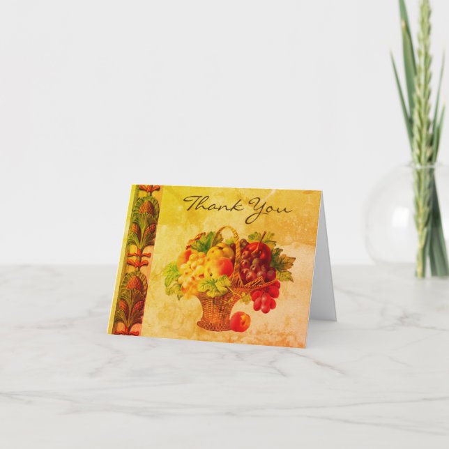 Vintage Art Fruit Basket Thank You Card (Front)