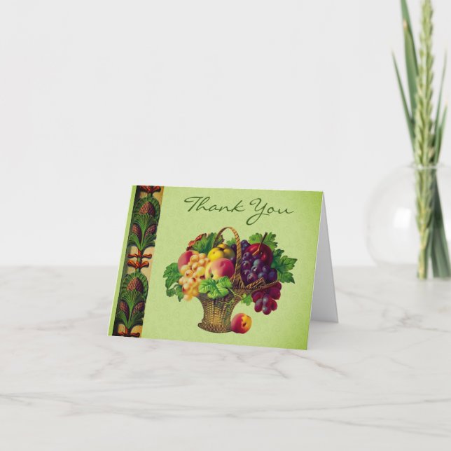 Vintage Art Fruit Basket Thank You Card (Front)