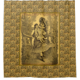 Vintage Art Girl With Doll   Shower Curtain