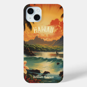 Vintage Art Hawaii Beach Hawaiian Girl iPhone 15 Mini Case