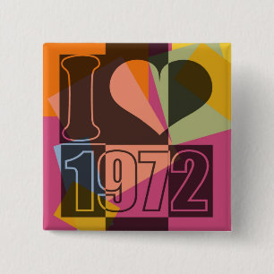 Vintage Art - I love (heart) 1972 - Button