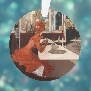 Vintage Art - In the Cafe - Fernand Lungren Ornament