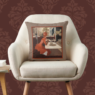Vintage Art - In the Cafe - Fernand Lungren Square Cushion