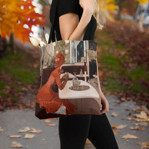 Vintage Art - In the Cafe - Fernand Lungren Square Tote Bag