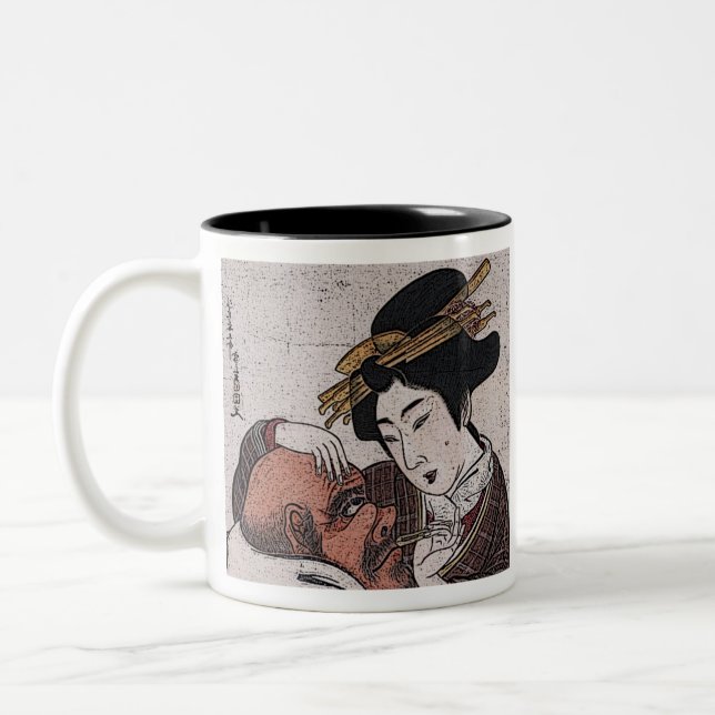 VINTAGE ART JAPANESE Two-Tone COFFEE MUG (Left)