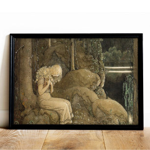 Vintage Art John Bauer Gnomes and Trolls Poster