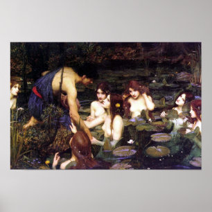 Vintage Art John W. Waterhouse Hylas and Nymphs Poster