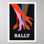 Vintage Art - Legs by Bernard Villemot Poster<br><div class="desc">"Legs", an advertisement for Bally Shoe Company depicting a man's orange/brown shoes and a woman's pink and orange shoe, by French graphic artist, Bernard Villemot. Perfect for the art deco lover or the vintage art poster collector! Bold colour, a brilliant accent to any home, office, or studio loft! Bernard Villemot...</div>