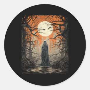 Vintage Art Men Women Scary Jack O'lantern Hallowe Classic Round Sticker