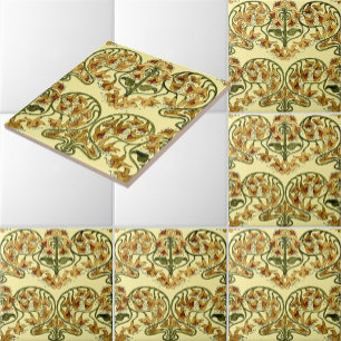 Vintage Art Nouveau 1907 Floral Pattern Design Ceramic Tile