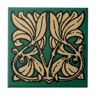 Vintage Art Nouveau 1911 Floral Ornament Frieze Ceramic Tile