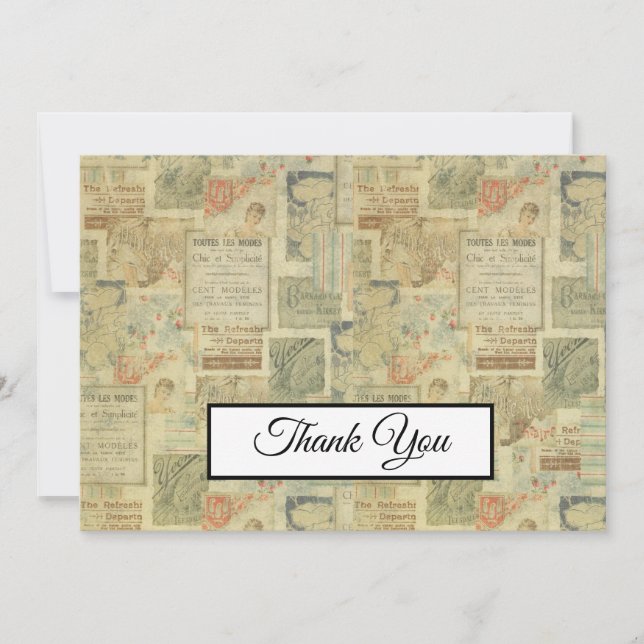 vintage art nouveau 1920's antique thank you card (Front)