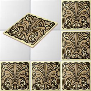Vintage Art Nouveau 1923 Foliage Ornament Frieze Ceramic Tile