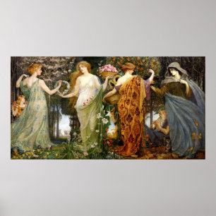 Vintage Art Nouveau 4 Seasons by Walter Crane Poster