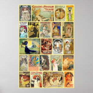 Vintage Art Nouveau Advertisements Poster