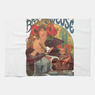 Vintage Art Nouveau Alphonse Mucha Tea Towel
