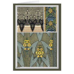 Vintage Art Nouveau Arrowhead Garden Flowers