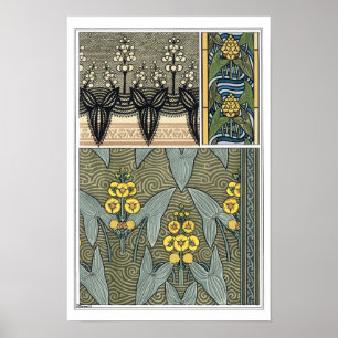 Vintage Art Nouveau Arrowhead Garden Flowers Poster