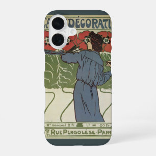 Vintage Art Nouveau, Artist Painting Poppy Flowers iPhone 16 Case