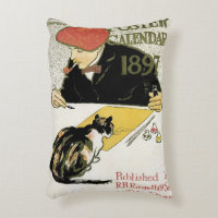 Vintage Art Nouveau, Artist Painting with Pet Cat