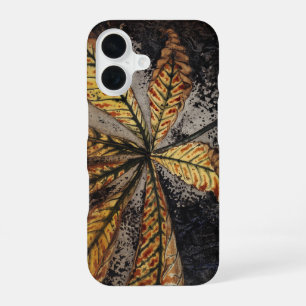 Vintage Art Nouveau Autumn Chestnut Leaf Print iPhone 16 Case