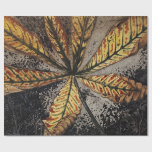 Vintage Art Nouveau Autumn Chestnut Leaf Print Wrapping Paper