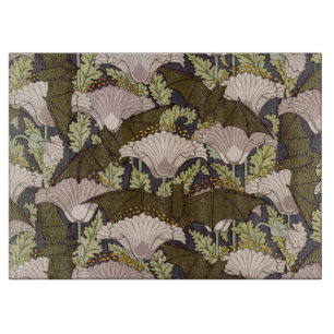 Vintage Art Nouveau Bat and Poppy Floral Pattern Cutting Board