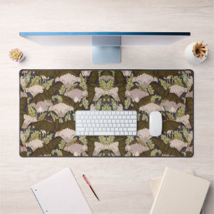Vintage Art Nouveau Bat and Poppy Floral Pattern Desk Mat