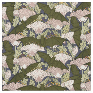 Vintage Art Nouveau Bats And Poppies Pattern Fabric