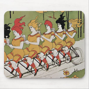 Vintage Art Nouveau, Bearings Tandem Bicycle Mouse Pad